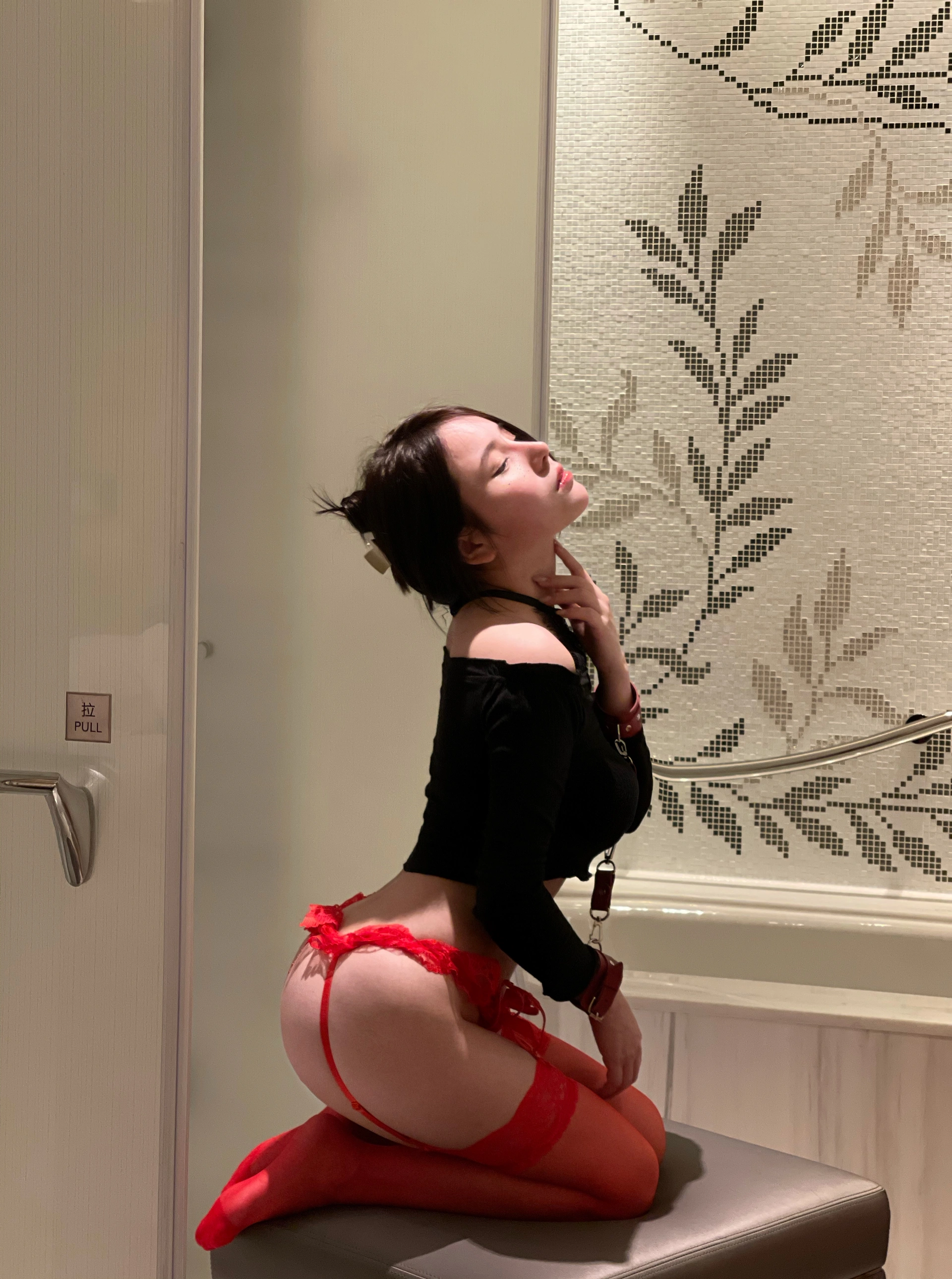 008.奔跑的晶骡儿-微密圈系列 红色吊带丝袜 2